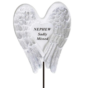 Sadly Missed Nephew Angel Wings Memorial Remembrance Stick