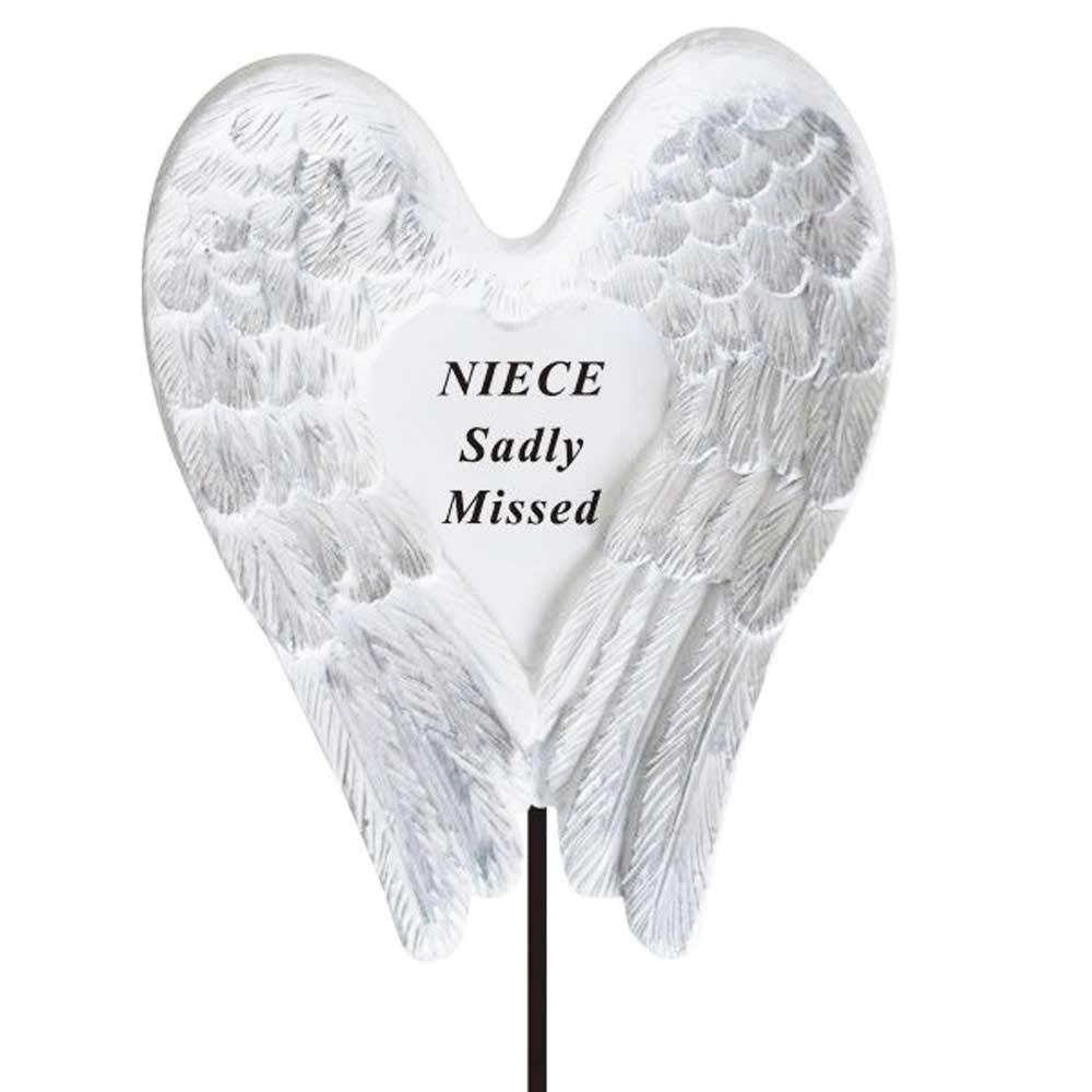 Sadly Missed Niece Angel Wings Memorial Remembrance Stick