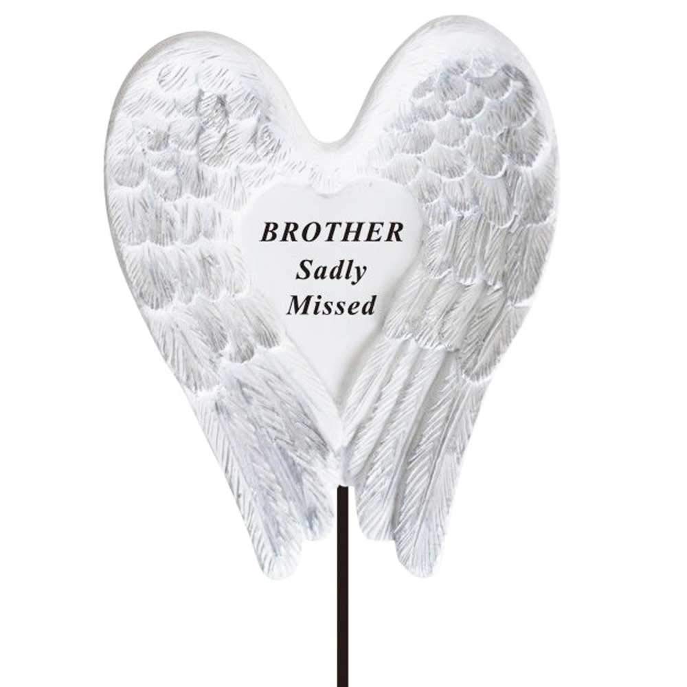 Sadly Missed Brother Angel Wings Memorial Remembrance Stick