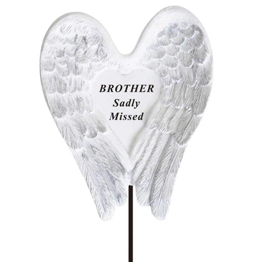 Sadly Missed Brother Angel Wings Memorial Remembrance Stick