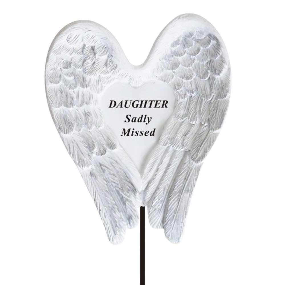 Sadly Missed Daughter Angel Wings Memorial Remembrance Stick