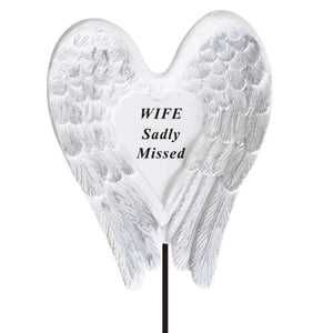 Sadly Missed Wife Angel Wings Memorial Remembrance Stick