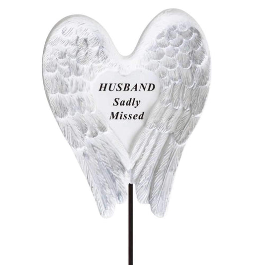 Sadly Missed Husband Angel Wings Memorial Remembrance Stick