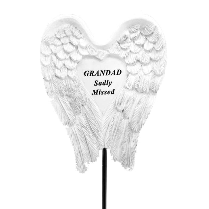 Sadly Missed Grandad Angel Wings Memorial Remembrance Stick