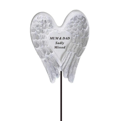 Sadly Missed Mum & Dad Angel Wings Memorial Remembrance Stick