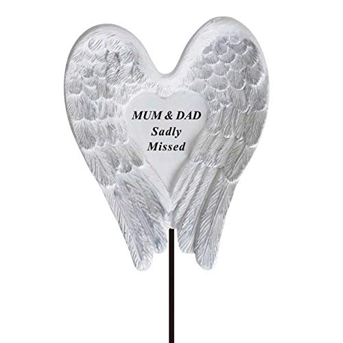 Sadly Missed Mum & Dad Angel Wings Memorial Remembrance Stick
