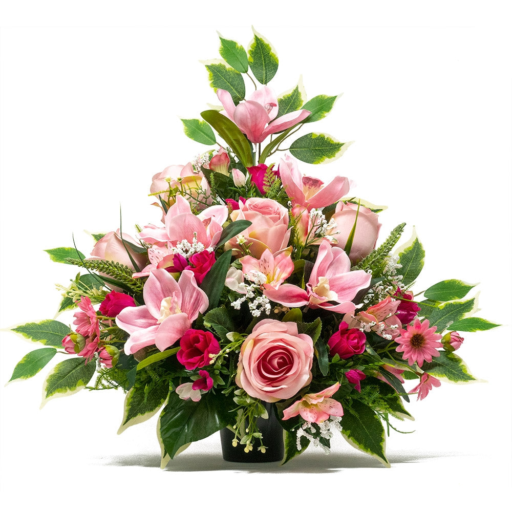Fleur Large Pink Rose Artificial Flower Memorial Arrangement