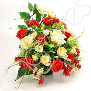 Sirius  Red White Rose Artificial Flower Arrangement