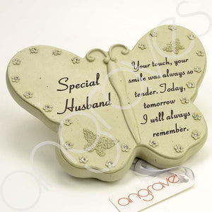 Special Husband Diamante Flower Butterfly Ornament - Angraves Memorials