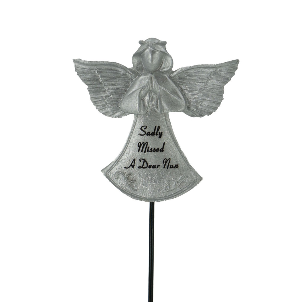 Sadly Missed Nan Silver Guardian Angel Memorial Tribute Stick