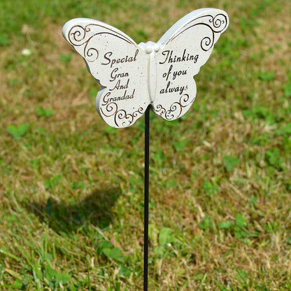 Thinking of you Always Special Gran & Grandad Butterfly Memorial Remembrance Stick