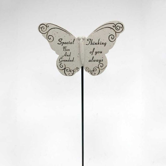 Thinking of you Always Special Nan & Grandad Butterfly Memorial Tribute Remembrance Stick