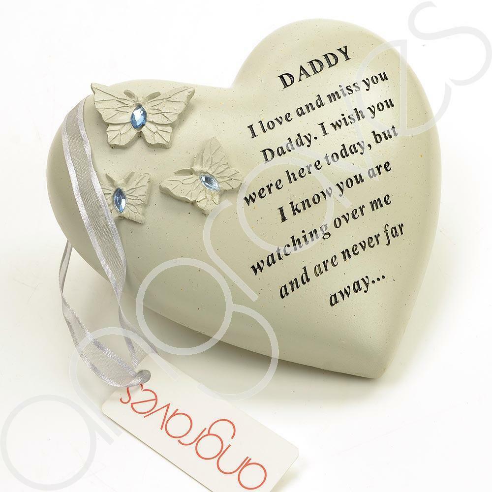 Special Daddy Heart Butterfly Blue Gemstone Ornament - Angraves Memorials
