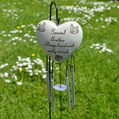 Special Brother Always Loved Sadly Missed Heart Wind Chime - Angraves Memorials