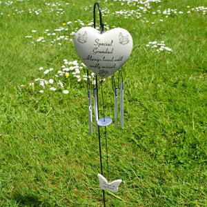 Special Grandad Always Loved Sadly Missed Heart Wind Chime - Angraves Memorials