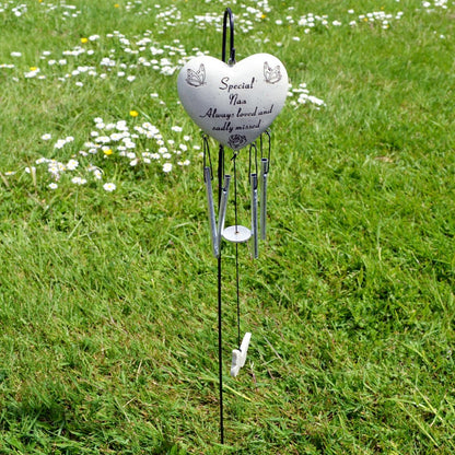 Special Nan Always Loved Sadly Missed Heart Wind Chime - Angraves Memorials