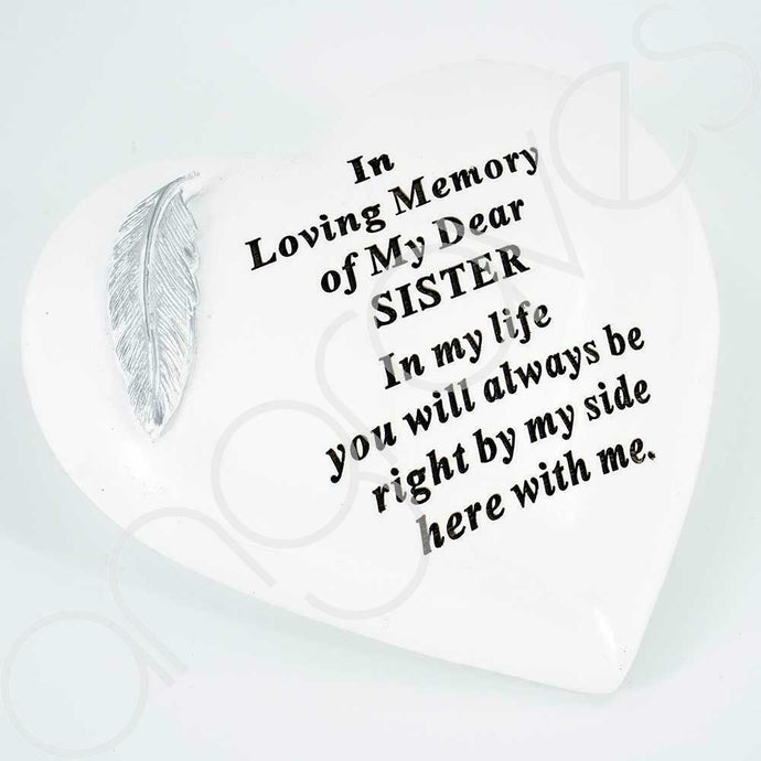Special Sister Silver Feather Heart Ornament