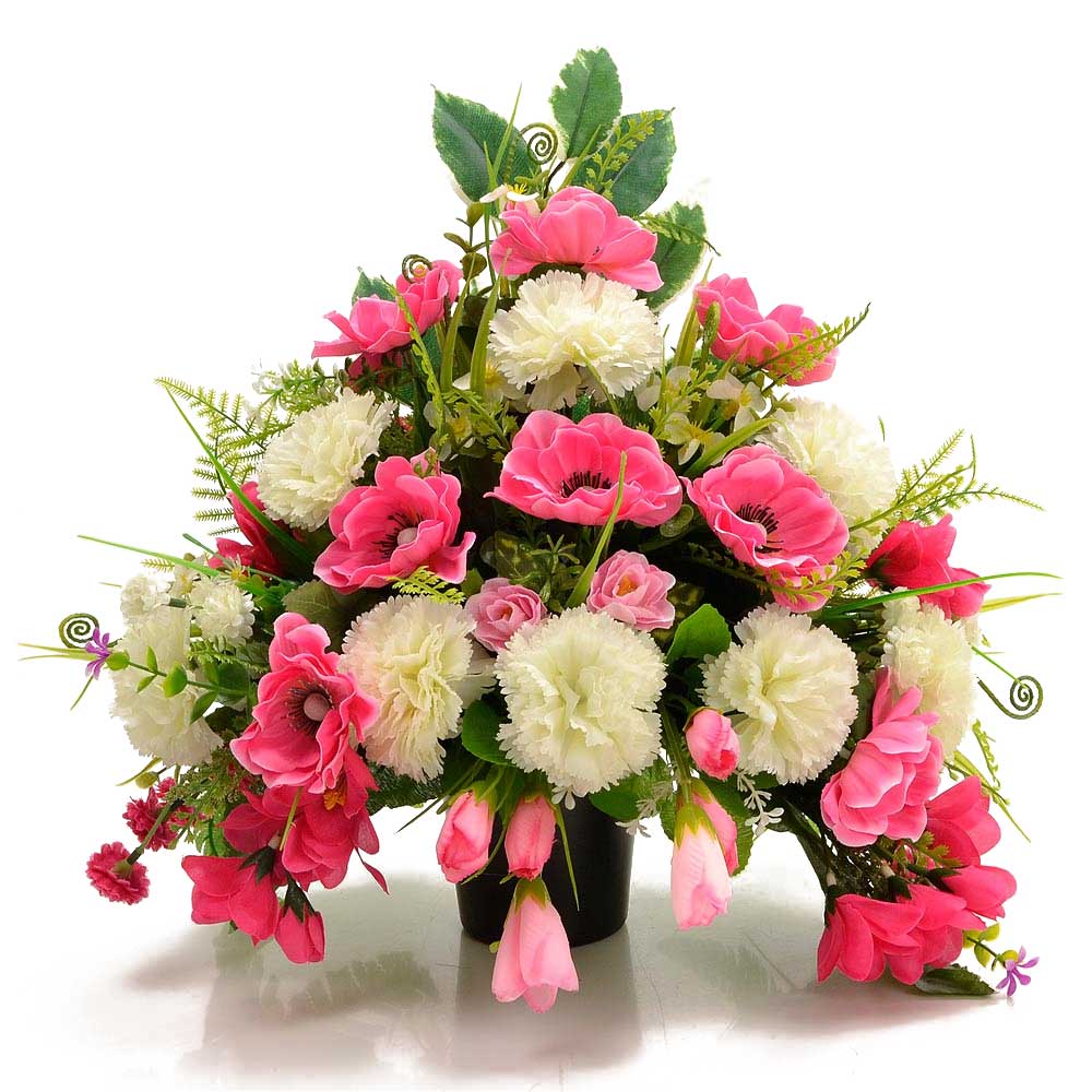 Olee Pink Anemone Artificial Memorial Flower Arrangement
