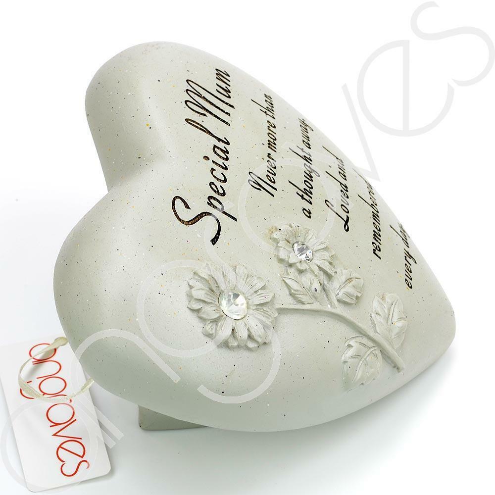 Special Mum Flower Diamante Heart Memorial Ornament