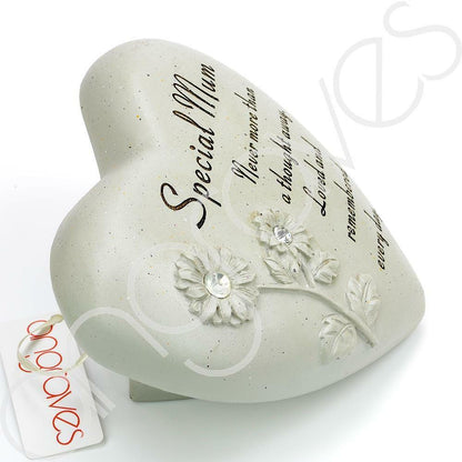 Special Mum Flower Diamante Heart Memorial Ornament