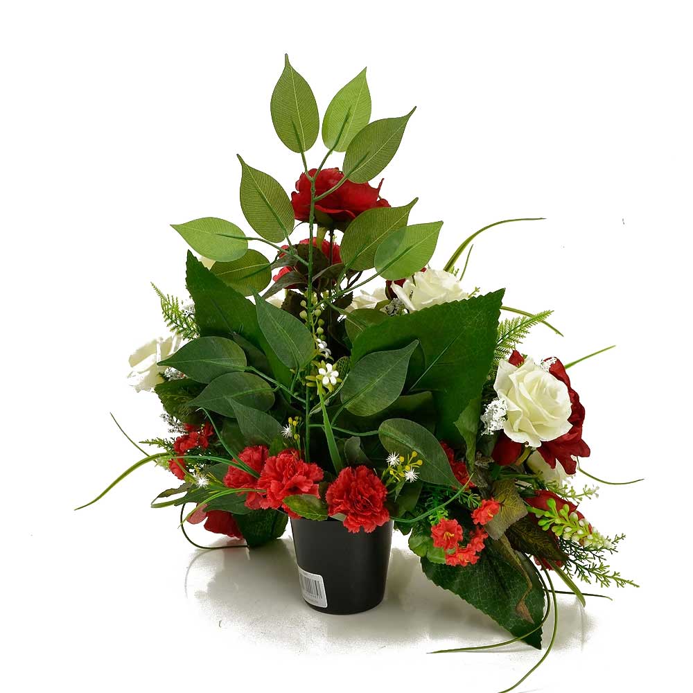 Zion Red & White Roses Artificial Memorial Flower Arrangement
