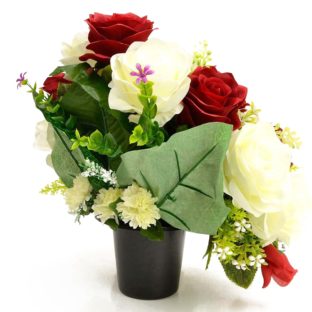 Jupiter Red & White Rose Artificial Flower Memorial Arrangement