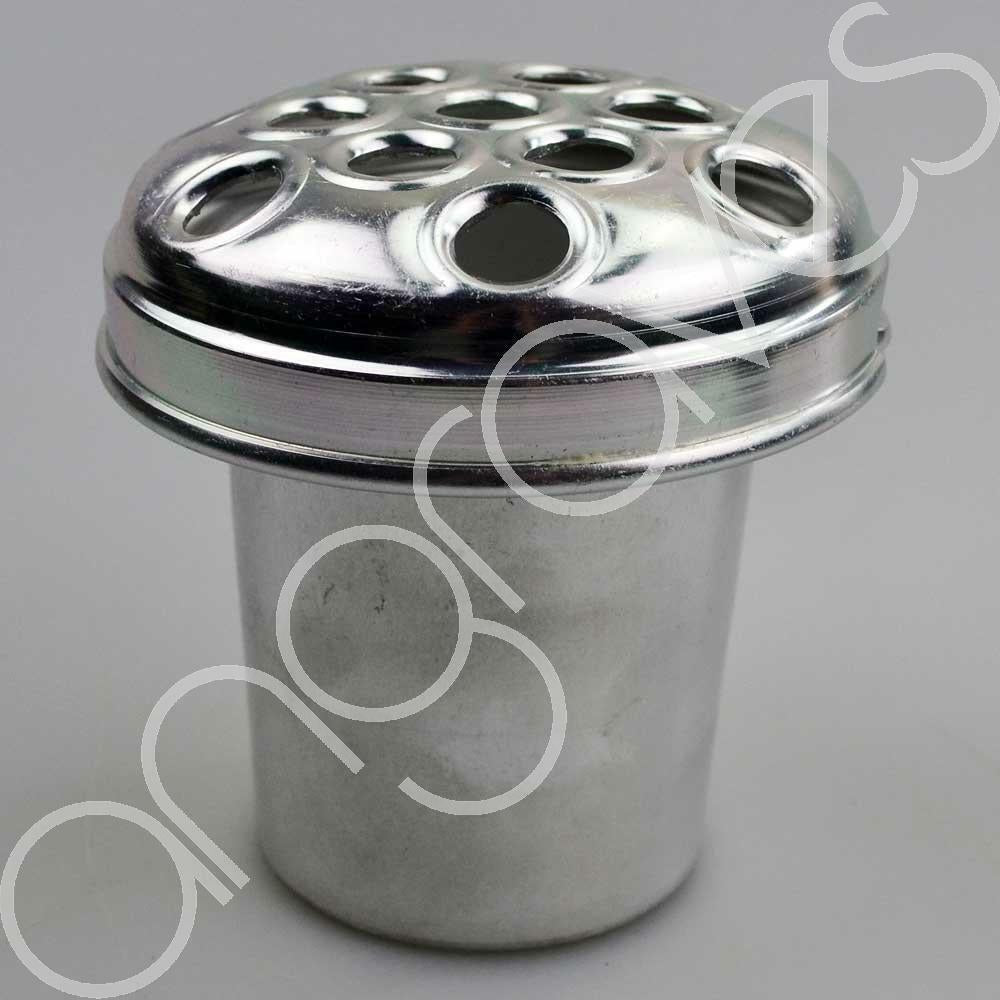 Silver Metal Grave Vase with Lid (4 Inch)