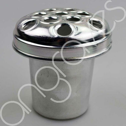 Silver Metal Grave Vase with Lid (4 Inch)