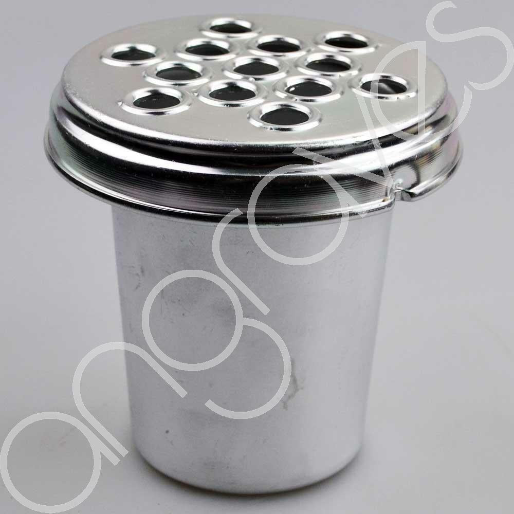Silver Metal Grave Vase with Lid (5 Inch)