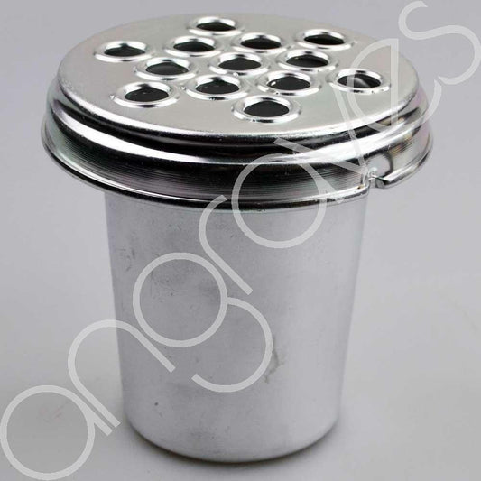 Silver Metal Grave Vase with Lid (5 Inch)