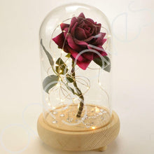 Load image into Gallery viewer, Magical Pink Handmade Enchanted Rose with Glass Dome Bell Jar and LED Lights (23cm) - Angraves Memorials