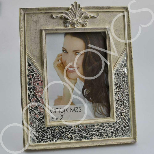 Natural Stone and Silver Glass Mosaic Photo Frame (5 x 7 Inch) - Angraves Memorials