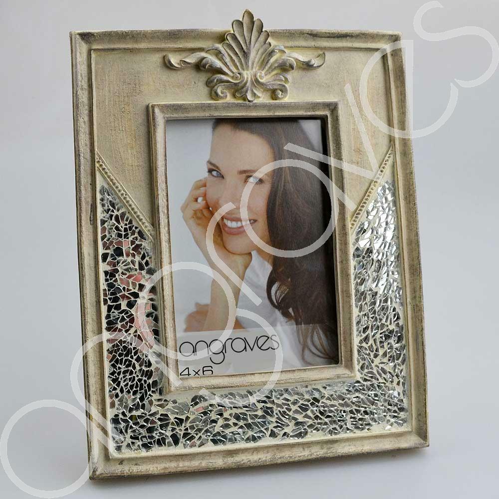 Natural Stone and Silver Glass Mosaic Photo Frame (4 x 6 Inch) - Angraves Memorials