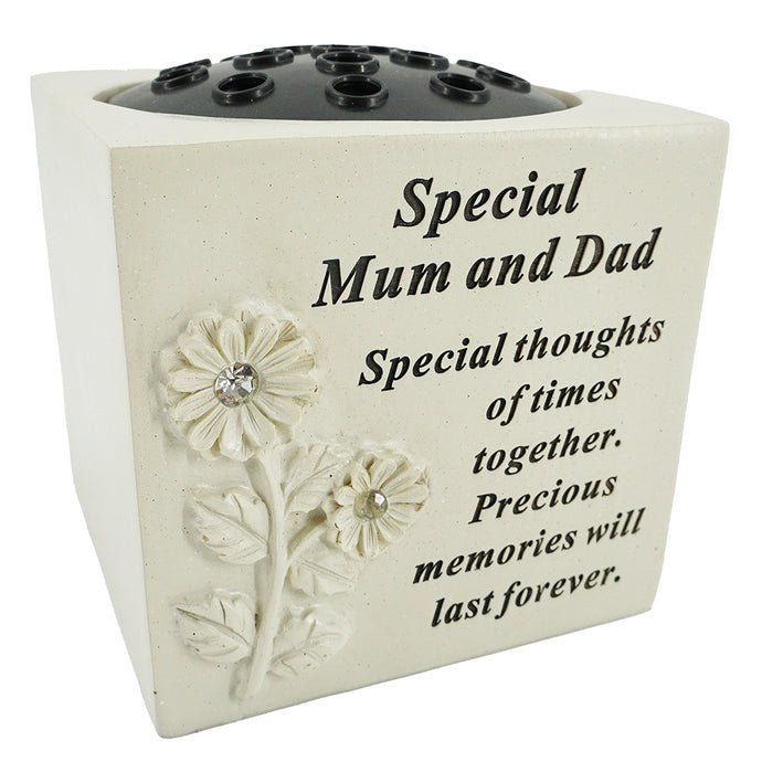 Special Mum and Dad Diamante Flower Vase