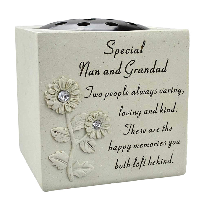 Special Nan & Grandad Diamante Flower Vase - Angraves Memorials