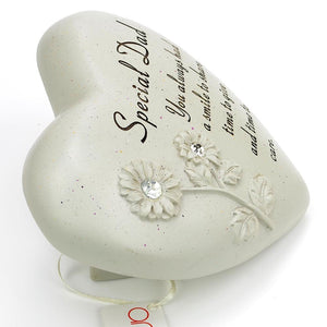 Special Dad Flower Diamante Heart Memorial Ornament