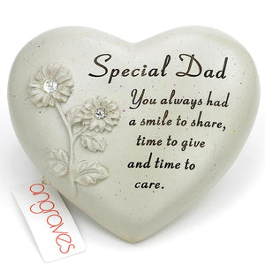 Special Dad Flower Diamante Heart Memorial Ornament