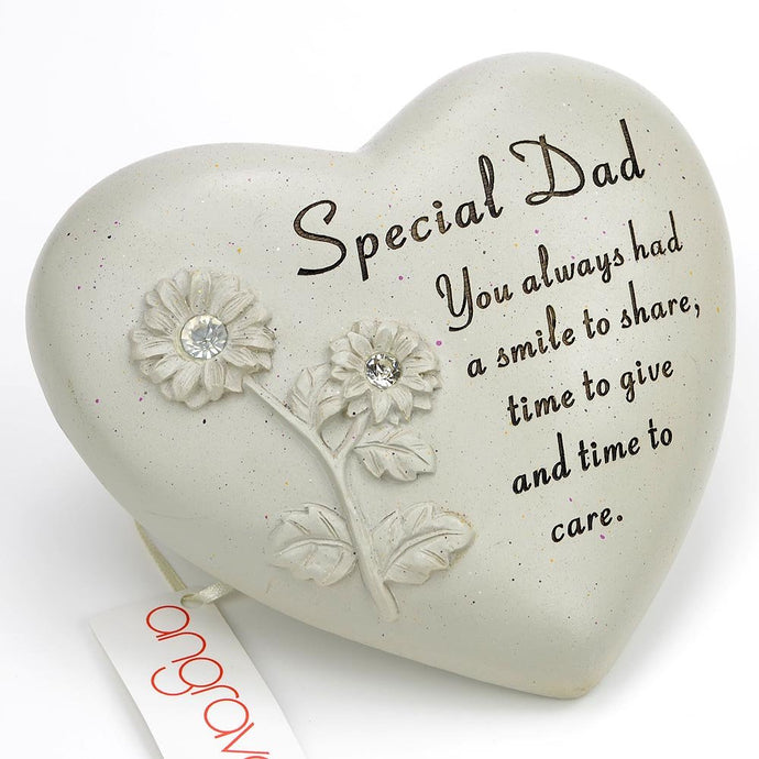 Special Dad Flower Diamante Heart Memorial Ornament