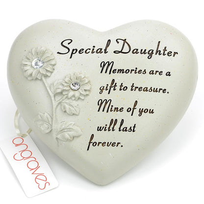 Special Daughter Flower Diamante Heart Memorial Ornament