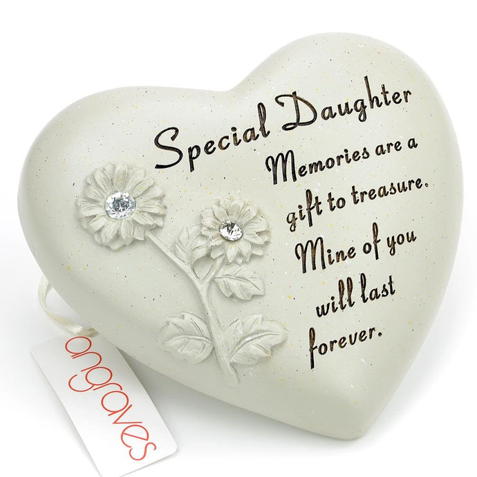 Special Daughter Flower Diamante Heart Memorial Ornament