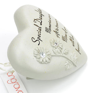 Special Daughter Flower Diamante Heart Memorial Ornament