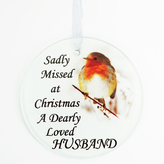 Husband Christmas Robin Memorial Tree Hanging Decoration