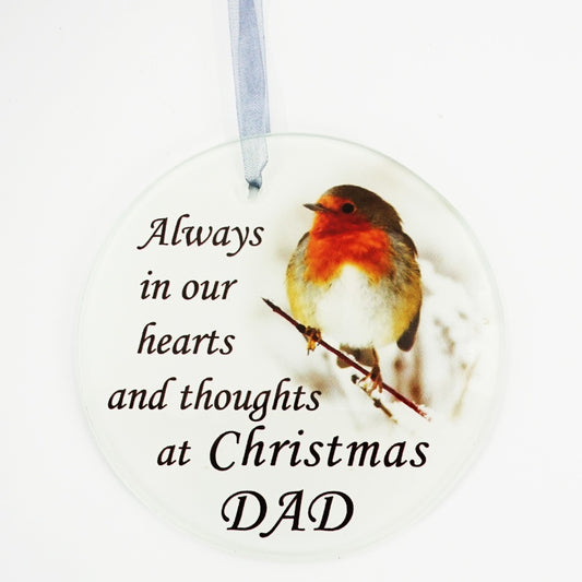 Dad Christmas Robin Memorial Tree Hanging Decoration