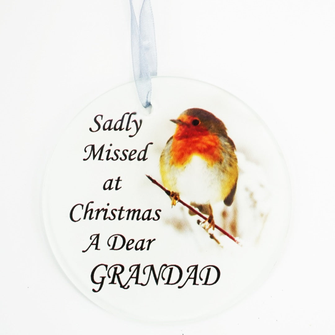 Grandad Christmas Robin Memorial Tree Hanging Decoration
