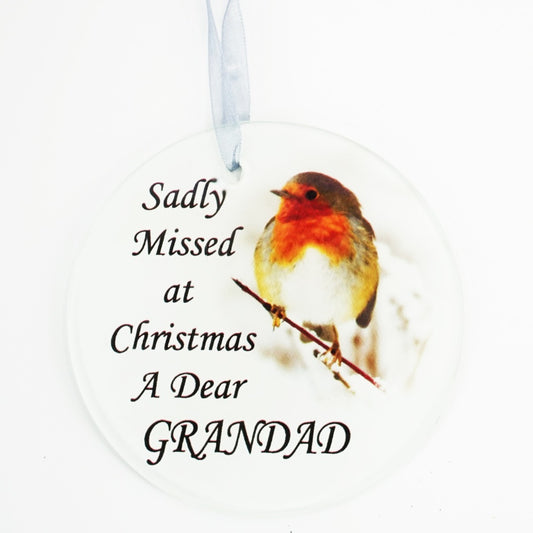 Grandad Christmas Robin Memorial Tree Hanging Decoration