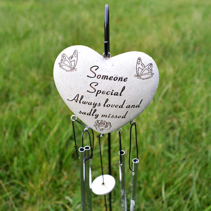 Someone Special Always Loved Sadly Missed Heart Wind Chime - Angraves Memorials