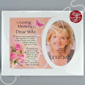 In Loving Memory of a Special Wife Memorial Photo Frame Mount - Angraves Memorials