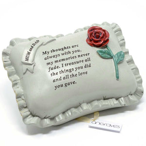 Special Mum & Dad With Rose Pillow Graveside Ornament