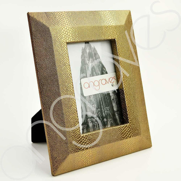 Gold Faux Textured Lizard Skin Photo Frame (4 x 6 Inch) - Angraves Memorials
