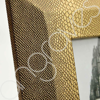 Gold Faux Textured Lizard Skin Photo Frame (4 x 6 Inch) - Angraves Memorials